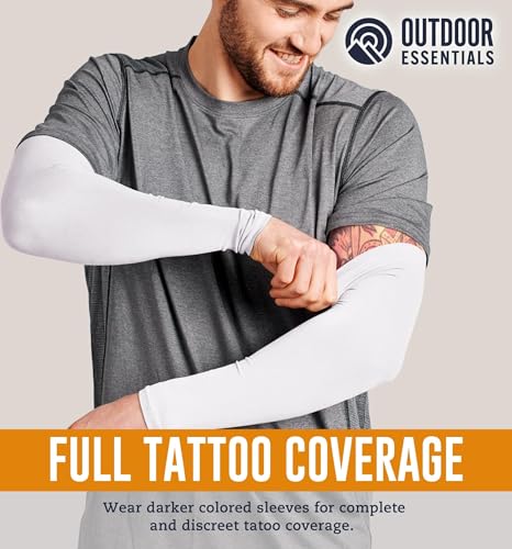 OutdoorEssentials UV Sun Protection Arm Sleeves - Compression Arm Sleeve, UV Arm Sleeves Men, Women - Golf Cooling Sleeves