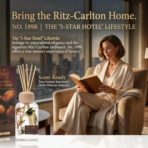 Luxury Hotel Scent Reed Diffuser 100ml (3.38oz) | No.1898 Hotel Collection Diffuser Oil Inspired by Ritz Carlton | Home, B...