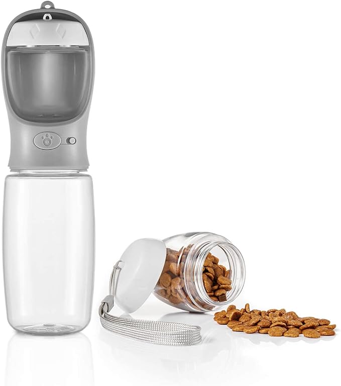 WePet Portable Dog Water Bottle with Food Container, 19 OZ + 6 OZ, Leak Proof Puppy Water Dispenser with Drinking Feeder f...