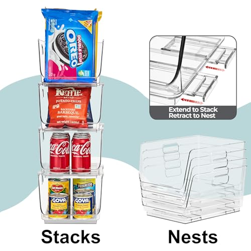 Sorbus Stackable Storage Bins Open Front - Pantry Bins for Storage and Organization for Kitchen - Clear Pantry Organizer B...