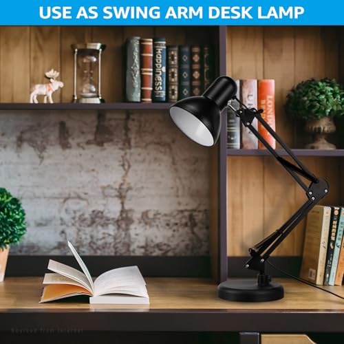 TORCHSTAR Metal Desk Lamp with Clamp, Swing Arm, Architect Adjustable Gooseneck Table Lamp, Clip Desk Lights for Home Offi...