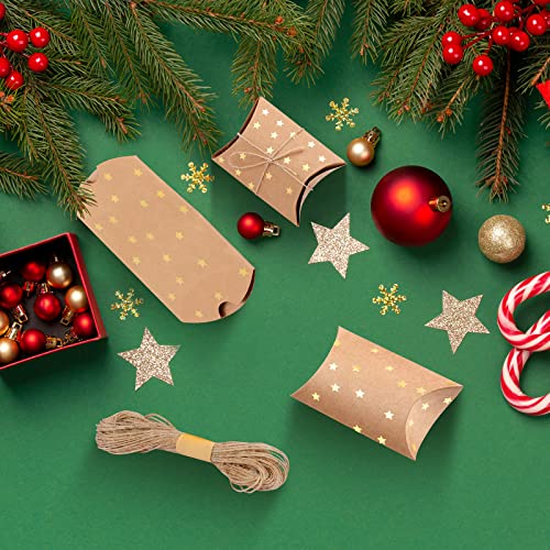 100 Pieces 2.36x3.5x0.98 inch Small Gift Pillow Boxes for Gifts Kraft New Year Gift Box Christmas Pillow Boxes Pillow Gift...