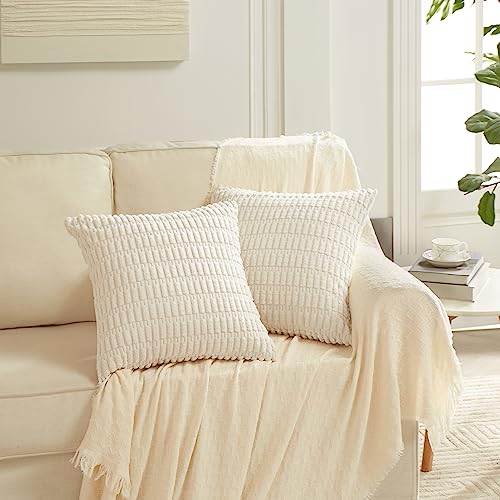 Fancy Homi 4 Packs Neutral Decorative Throw Pillow Covers 18x18 Inch for Living Room Couch Bed Sofa, Rustic Farmhouse Boho...