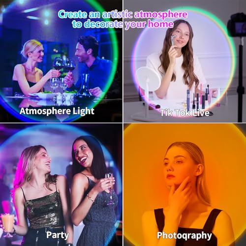 AIHYING Sunset Lamp Projector,Multicolor Changing Night Light 360 Degree Rotation Rainbow Led Sun Lamp for Photography Bac...