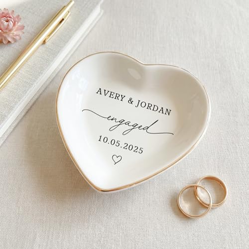 Becomate Personalized Floral Ring Dish, Custom Quote Jewelry Tray, Toile De Jouy, Botanical Wedding Gift, Anniversary or F...