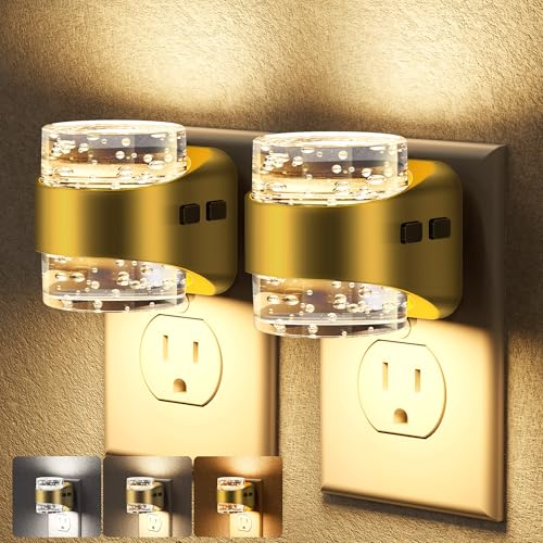 Briignite Night Light 2 Pack, Dimmable Night Lights Plug Into Wall with Bubble Design 3000K/4000K/5000K & 3 Brightness Lev...