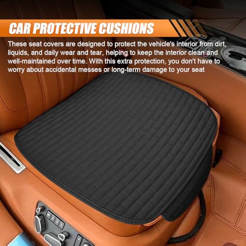 GAOLAOSY Car Front Seat Cover, Breathable Linen Automotive Seats Cushion, Anti-Slip Vehicle Seat Pad with Storage Pocket, ...