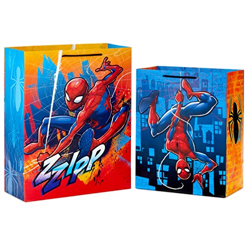 Hallmark Marvel Spider-Man Gift Bags (2 Bags: 1 Large 13", 1 Extra Large 15") for Birthdays, Halloween, Christmas, Kids Pa...