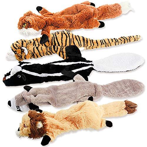 Dog Squeak Toys, No Stuffing Plush Dogs Chew Toy Bundle for Small Medium Large Breed Chewer Tough Durable Squeaky Pet Fetc...