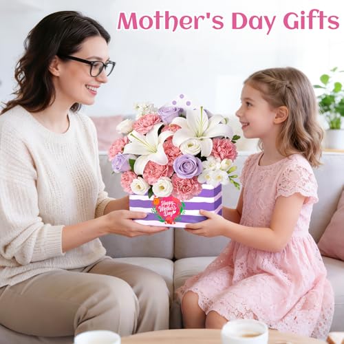 12 Pcs Gifts for Mothers Day Florist Box Mothers Day Bouquet Envelope Boxes Stripe Mother Gifts Floral Envelope Boxes Pape...