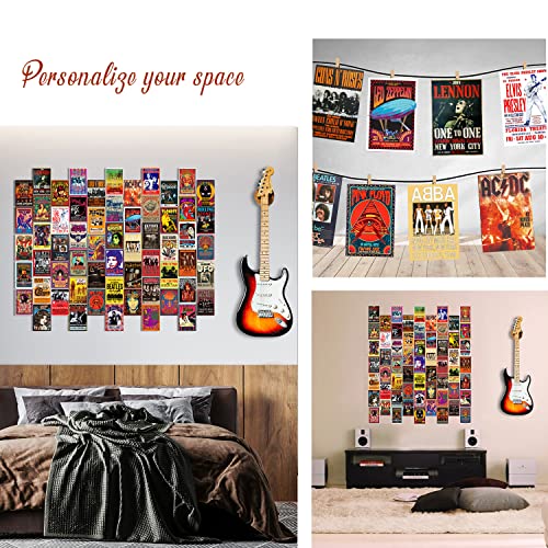 WOONKIT 60 PC Vintage Rock Band Posters, 70s 80s 90s Retro Concert Prints, Bedroom Wall Art, Album Cover Collage, 4x6 Inch...