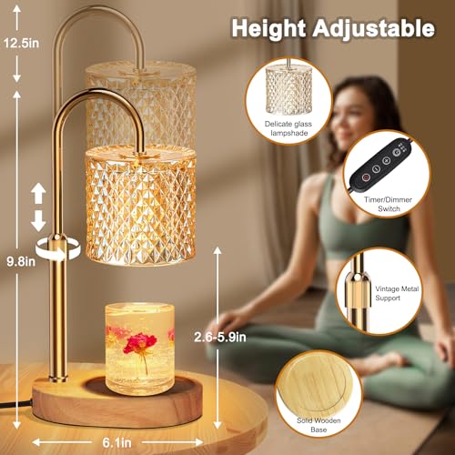 ZENLEA Candle Warmer Lamp with Timer, Candle Lamp with Dimmer, Wax Warmer Height Adjustable for Home Decor, Wax Melt Warme...