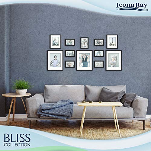Icona Bay - 4x6 Black Picture Frame - Modern Style Engineered Wood Frame - Table Top or Wall Mount - Bliss Collection