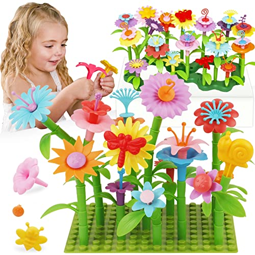 IQKidz 3-6 Years Old Toddler Toys - Flower Garden Building Toy with Insect Pegs, Educational Activity Gifts for Girls Pres...