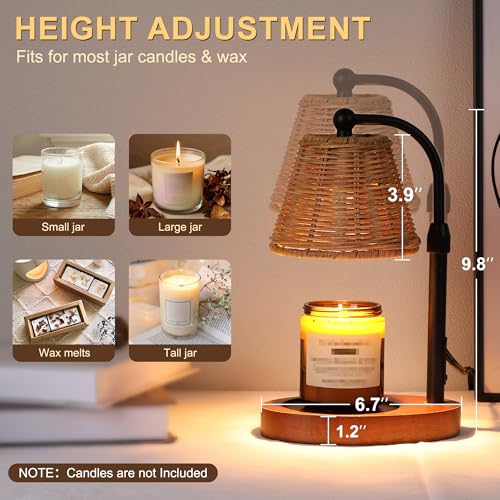 FancyPlus Candle Warmer Lamp with Timer Dimmer, Natural Weaving Boho Candle Lamp Birthday Gifts for Women, Mom, House Warm...