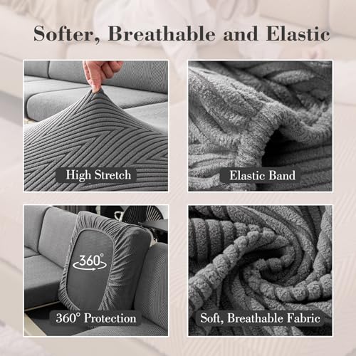 Eertop Couch Cushion Covers for Sectional Sofa, Wear Resistant Stretch Sofa Slipcovers for Sofa Universal Cushion Protecto...