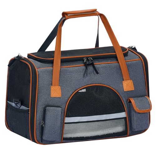 Pesen 18x11x11 Inches Cat Carrier– Fits Pets Up to 16 lbs, Anti-Collapse Design, Multiple Storage Pockets, Cat Carrier Sof...
