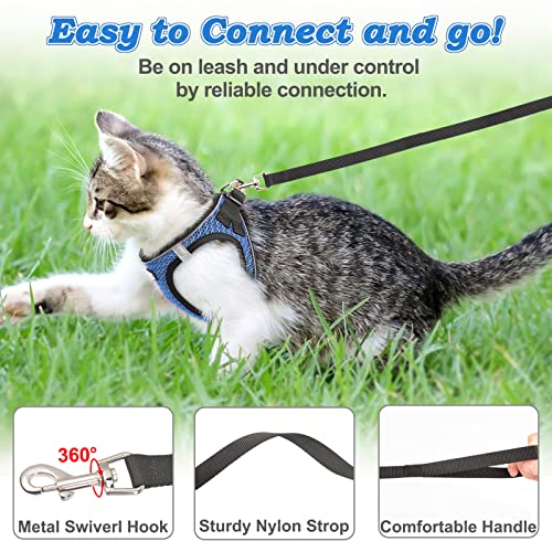 SALFSE Cat Harness and Leash for Walking Escape Proof, Adjustable Kitten Vest Harness Reflective Soft Mesh Puppy Harness f...