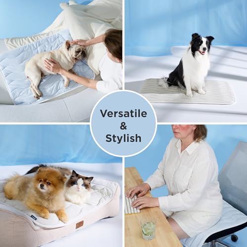 Bedsure Cooling Mat for Large Dogs - Q-Max>0.4 Thin Breathable Cooling Crate Pad Indoor for Pet with Chill Cool Fiber as C...