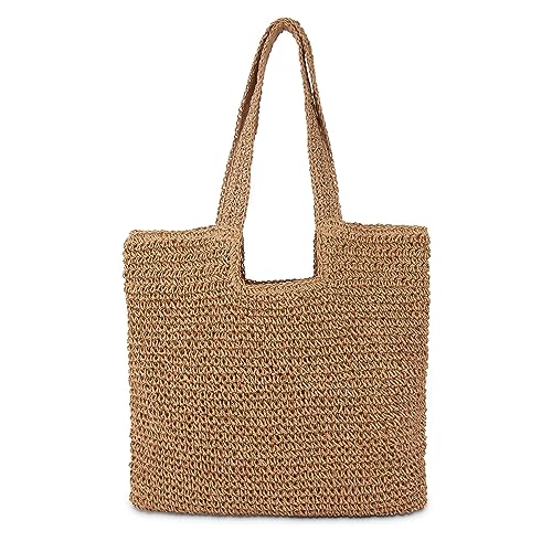 COZYOFFI Straw Beach Tote Bag: Large Summer Boho Woven Bags - Rattan Handmade Shoulder Handbags for Women