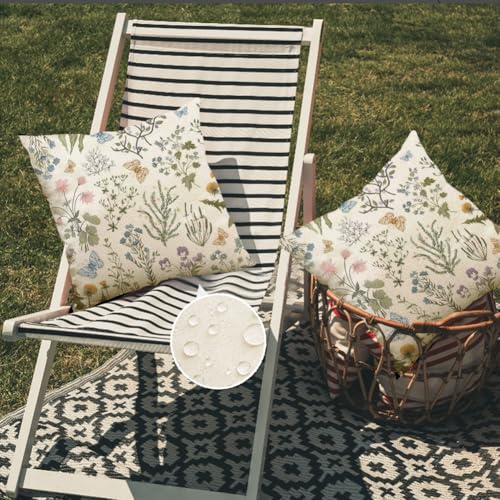 ARGOOFG Outdoor Spring Pillow Covers 20x20 Inch Set of 2,Waterproof Daisy Throw Seasonal Floral Outdoor Decorative Square ...