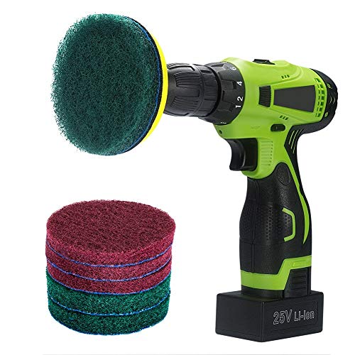 Kichwit 4 Inch Drill Power Brush Tile Scrubber Scouring Pads Cleaning Kit, Includes Attachment, Heavy Duty Household Clean...