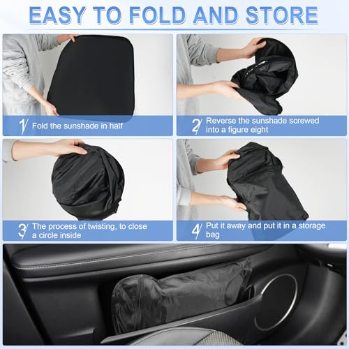 SINGARO 300T Universal Car Windshield Sun Shade, Foldable Reflective for Windshield & Window Shades with Overlapping Desig...