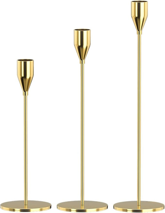 SUJUN Candle Holders Set of 3 for Taper Candles, Decorative Candlestick Holder for Wedding, Dinning, Party, Fits 3/4 inch ...