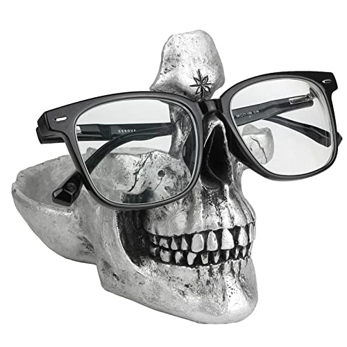 Mrlikale Skull Glasses Stand, Creative Eyeglasses Display Rack, Sunglasses Spectacle Holder, Key Holder Resin Sculptures f...