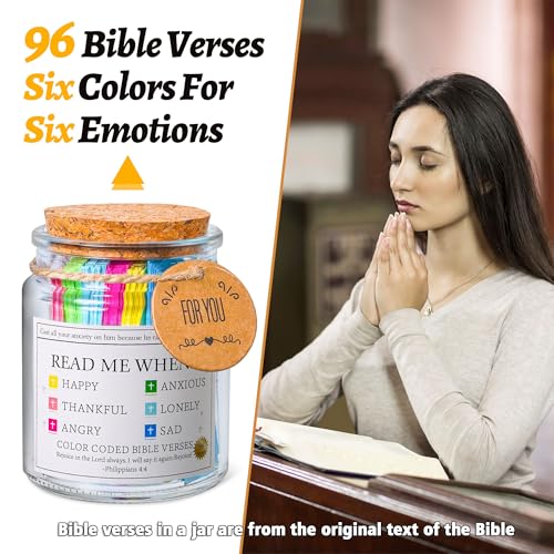Bible Verse Jar, Read Me When Bible Verses Jar for Daily Encouragement - Christian Gifts for Women, Mothers Day Gift for M...