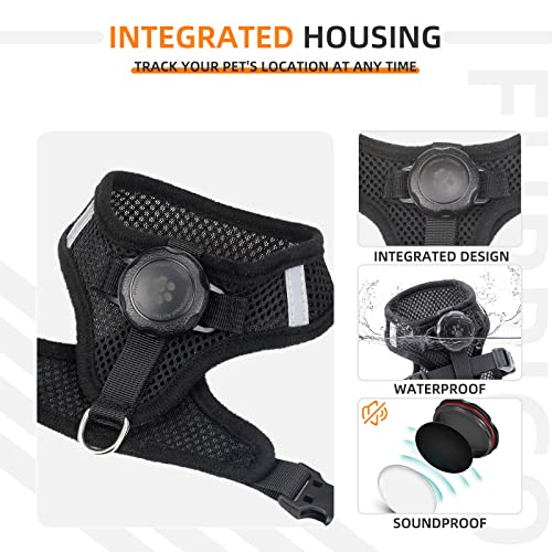 AirTag Cat Harness and Leash for Walking, Integrated Cat Vest with 100% Waterproof Air Tag Holder, Escape Proof Reflective...