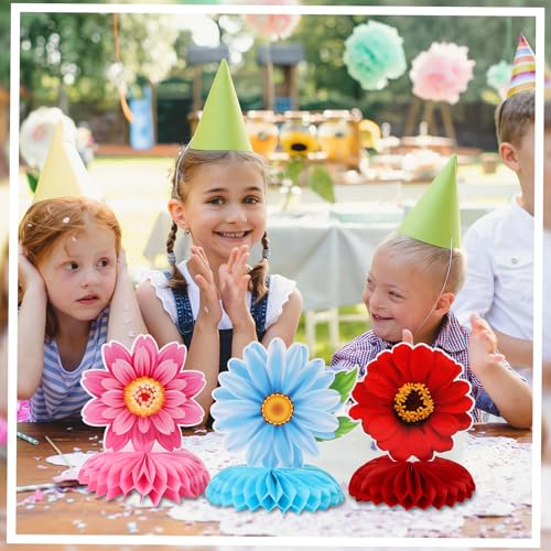 9 Pieces Spring Flower Centerpieces for Tables, Honeycomb Spring Birthday Party Decorations, Baby Shower Centerpieces for ...