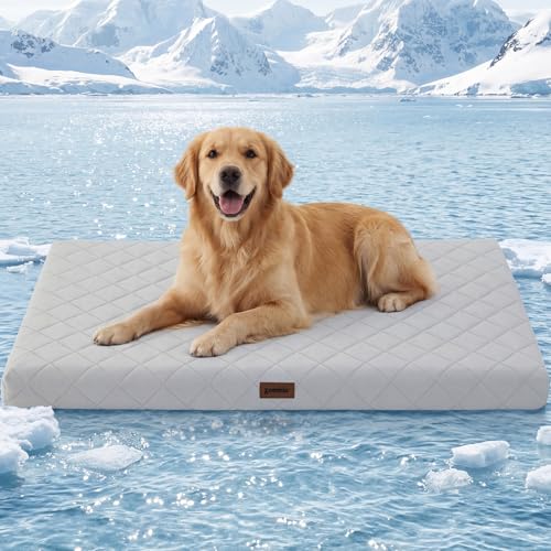 ZOMISIA Orthopedic Cooling Dog Bed, Q-Max>0.5 Cooling Mat XXL for Crate with Removable Washable Cover, Breathable Egg Foam...