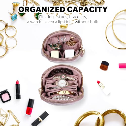 Lumayina Small Travel Jewelry Case Set 2-in-1 Detachable Velvet Pouches, Portable Jewelry Organizer bag for Rings Earrings...
