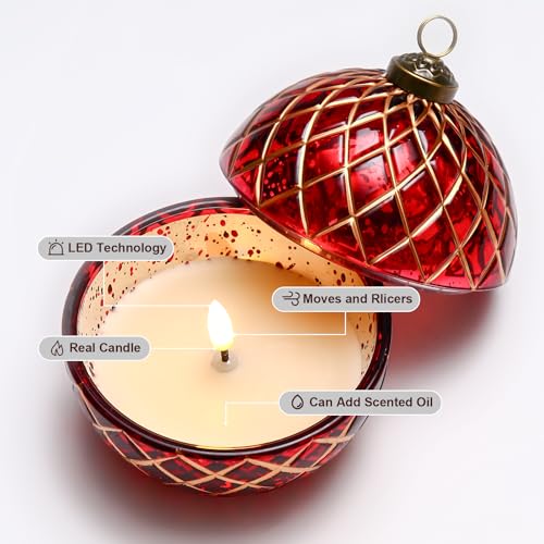 Birthday Glass Flameless LED Candles Wedding Decorative Light Birthday Gift for Her,Battery Operated Flickering Electric L...