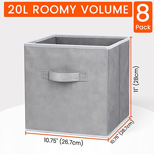 Criusia Storage Cubes - 11 Inch Heavy Duty Fabric Closet Bins for Shelves, Cube Organizer - 8 Pack Collapsible Decorative ...