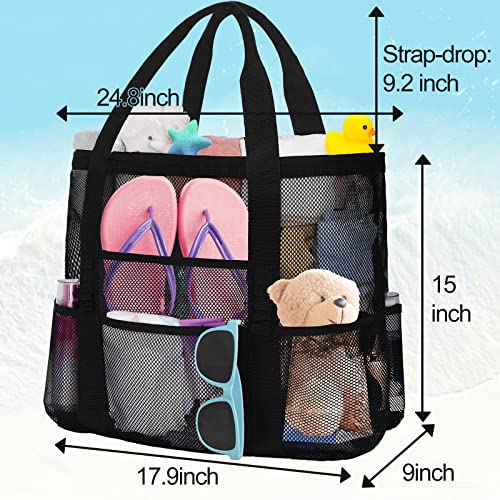 wanchel Mesh Beach Bags for Family - Women Beach Tote Bag for Toys, Towels, Travel Vacation Cruise Essentials