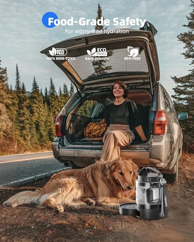 lesotc Dog Travel Water Bottle Portable with Pull-Out Drinking Bowl, 77oz Large Travel Water Bowl Dispenser for Dogs Campi...