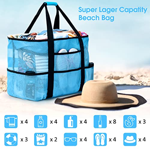 oscaurt Mesh Beach Bag Extra Large Waterproof Sandproof Beach Tote Pool Swim Bag Travel Vacation Essentials