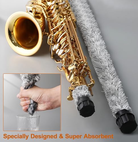 Tenor Saxophone Cleaning Swab, Tenor Sax Pad Saver Brush Cleaner, Ultra Absorbent Cotton Sax Cleaning & Care Kit, Suitable...