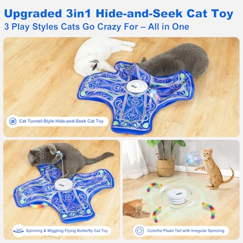 Qraxond Interactive Cat Toys for Indoor Cats,[Newly Upgraded] Rechargeable Touch Activated Hide and Seek Kitten Toys for B...