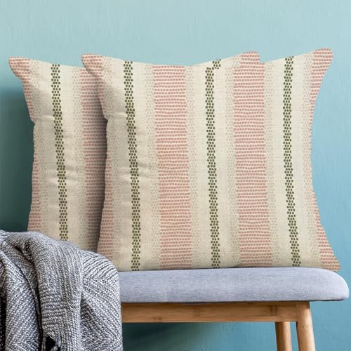 Boho Pillow Covers 20x20 Set of 2 Sage Green Pink Stripe Polka Dot Throw Pillow Covers Outdoor Decoration Modern Abstract ...
