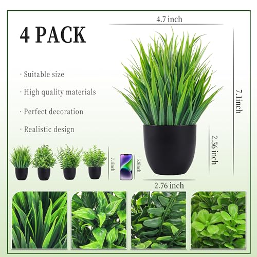 Der Rose Fake Plants 4 Packs Artificial Plants Small Faux Plants Black Bathroom Accessories for Halloween Bathroom Home Ki...
