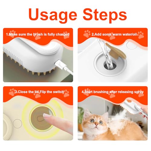 Farocup 4-in-1 Steam Brush for Dogs & Cats - Pet Grooming Brush with Steam, Deshedding, Bath Spray & Massage, Professional...