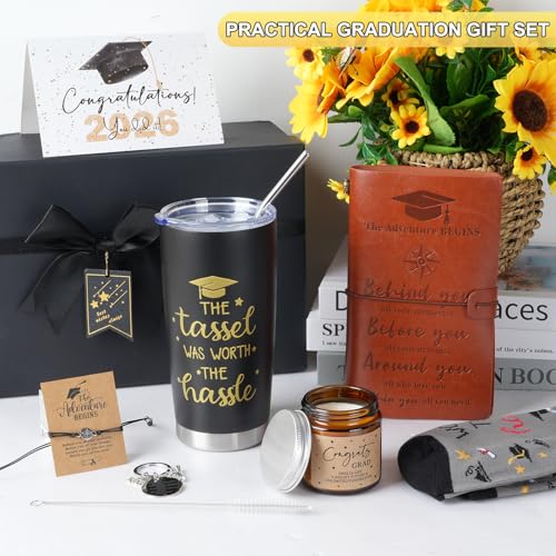 KEASKELL 2026 Graduation Gifts Box, Class of 2026 Graduation Gift Box Set with 20 Oz Tumbler, Notebook, Socks, Pen, Bracel...