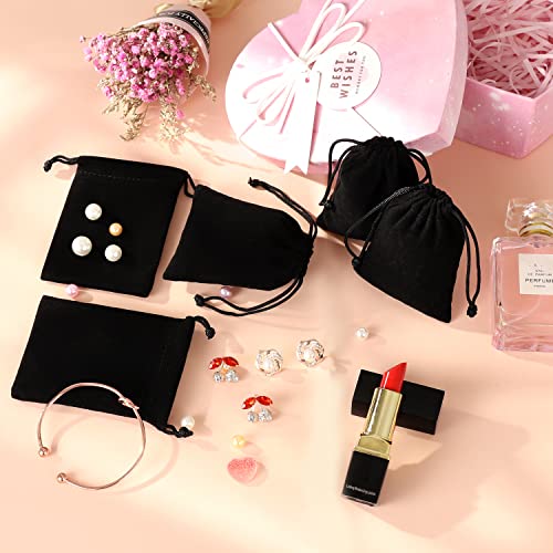 ENNIYU 20PCS Premium Velvet Bags with Drawstring, Black Jewelry bags Pouches Candy Bags, 3x4 Advent Calendar Bags Mini Dic...
