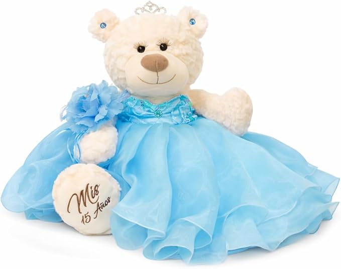KINNEX COLLECTIONS SINCE 1997 Large 20” Quinceañera Teddy Bear Centerpiece – Elegant Dress, Oversized Keepsake Gift for 15...