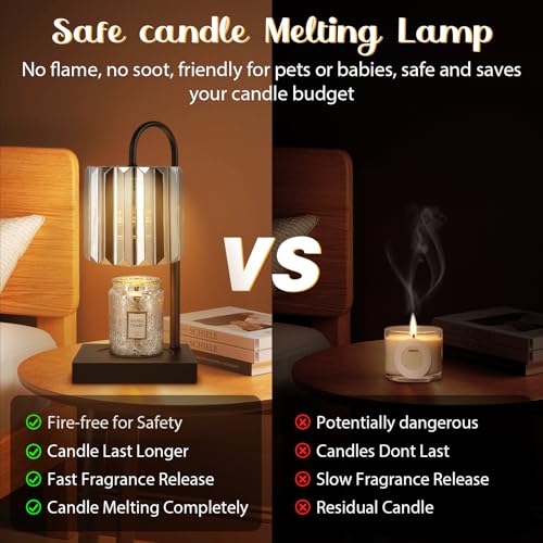 Candle Warmer Lamp with Timer, Electric Candle Warmer for Jar Candles, House Warming Gifts, Modern Home Decor Dimmable Wax...