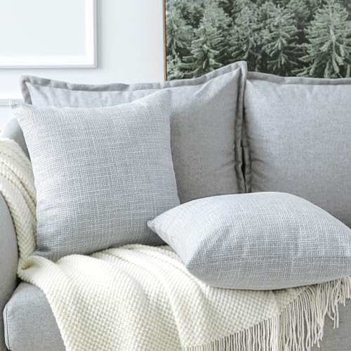 OTOSTAR Linen Throw Pillow Covers Set of 2 Decorative Square Pillowcases Cushion Covers 24x24 Inch for Home Decor Sofa Bed...
