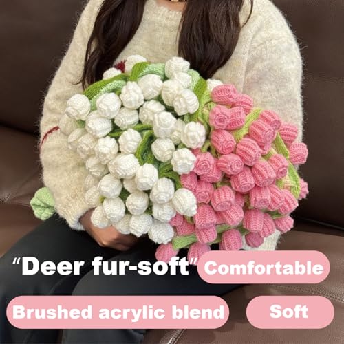 SoffMoiis Pink Rose Flowers Bouquet Blanket, Tulip Flower Throw Blankets, Romantic Gifts for Mom, Sister, Friend for Birth...